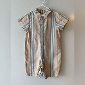 Burberry Beige and Gray Striped Kids Pajama Set